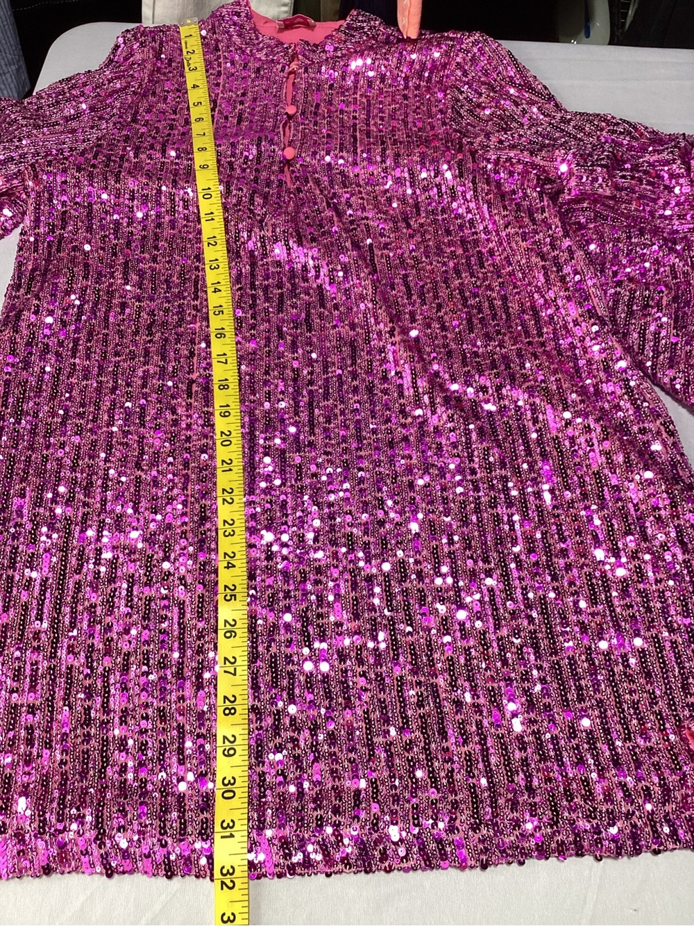 Buddy Love Pink Sequin Tiered Bell Sleeve Mini Dress - Picture 8 of 10